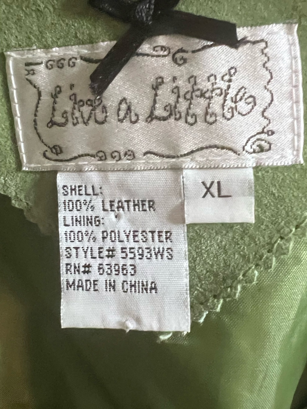 Vintage Suede Leather Western Shacket Jacket, sage green XL - Picture 6 of 7